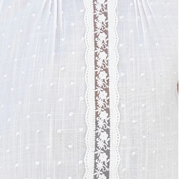 NWT Love Stitch Eyelet Swiss Dot Ruffle Hem Lace Cami Sleeveless Tank Top White - Picture 4 of 9